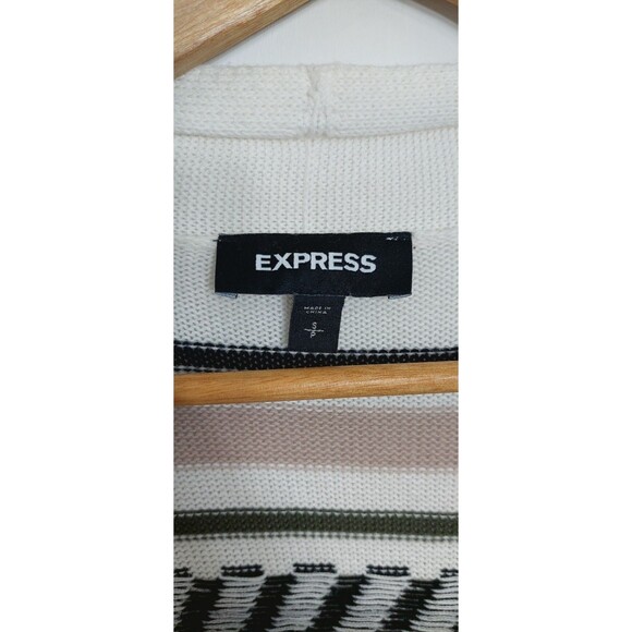 Express Women's Size Small Cardigan Sweater Duster Aztec White Cream - Picture 4 of 7